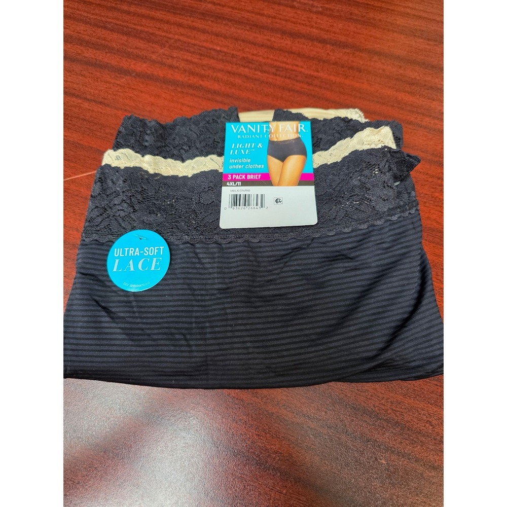 Vanity Fair Radiant Collection Light & Luxe 3 Pack Brief Panties 4XL/11 Lace
